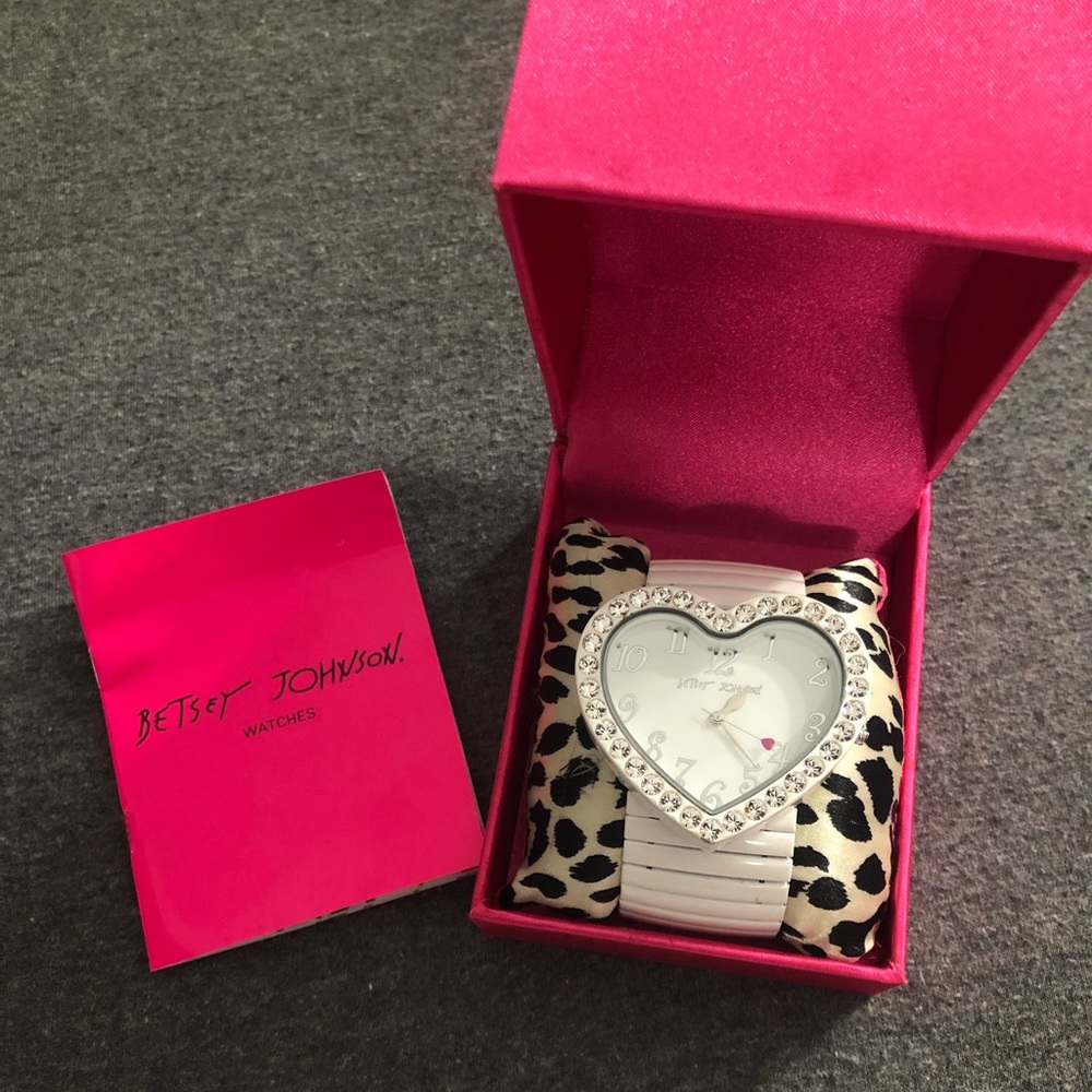 Betsey Johnson Heart Watch w/ Rhinestones